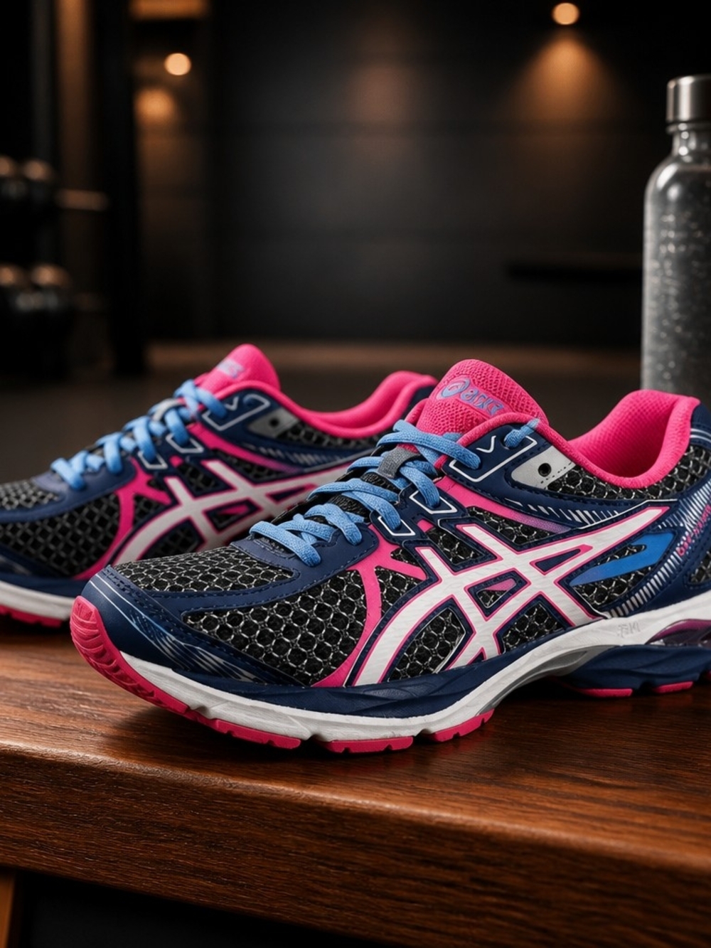 Asics Womens Gel Flux 3 T664N Black Blue Running Shoes Sneakers Size 6.5